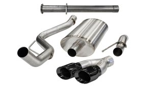 Ford F-150 Raptor Performance Exhaust - CORSA Performance - Cat-Back Xtreme + Res Delete Single Side Exit with Twin 4.0in Black PVD Pro-Series Tips - Black - `11-`14